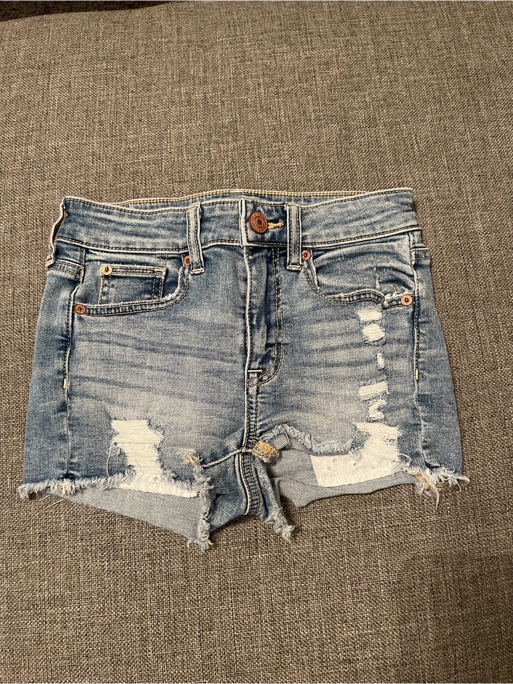 American Eagle Outfitters Light Wash Distressed Denim Shorts